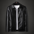 Korean-style Black Baseball Collar Leather Biker Jacket