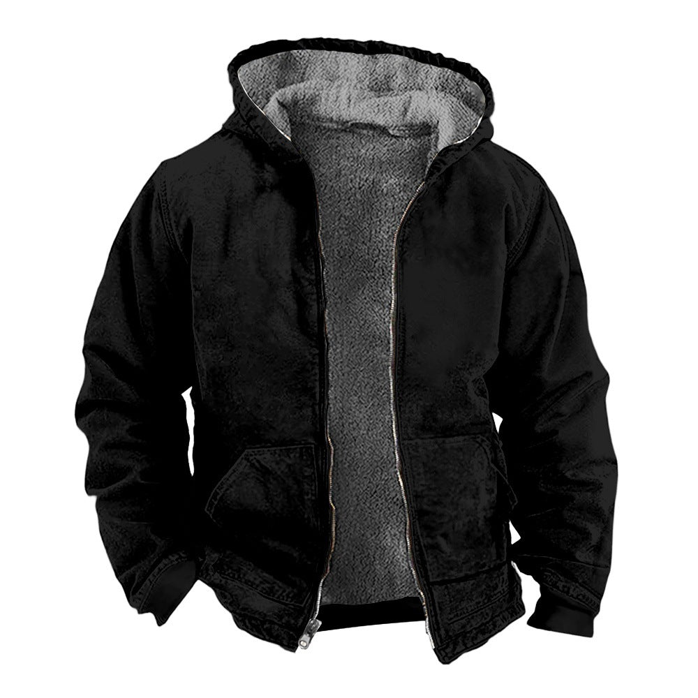 Loose-fitting Hooded Zip-up Trendy Cotton Jacket