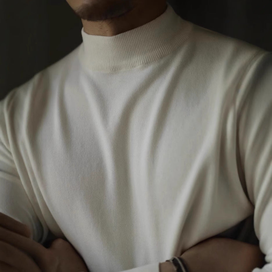 Mens Slim-fit Mock-neck Modal Base Sweater