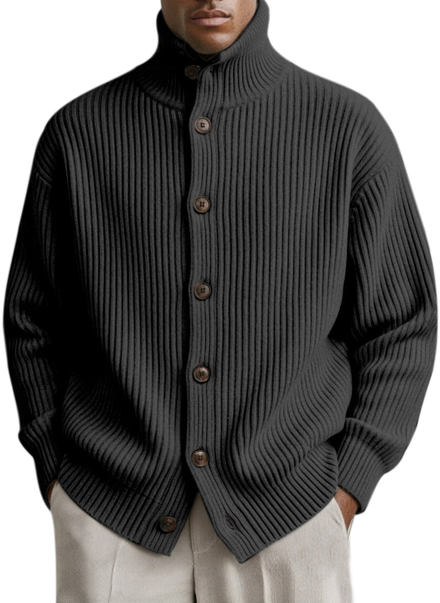 Mens Turtleneck Knitted Cardigan Coat
