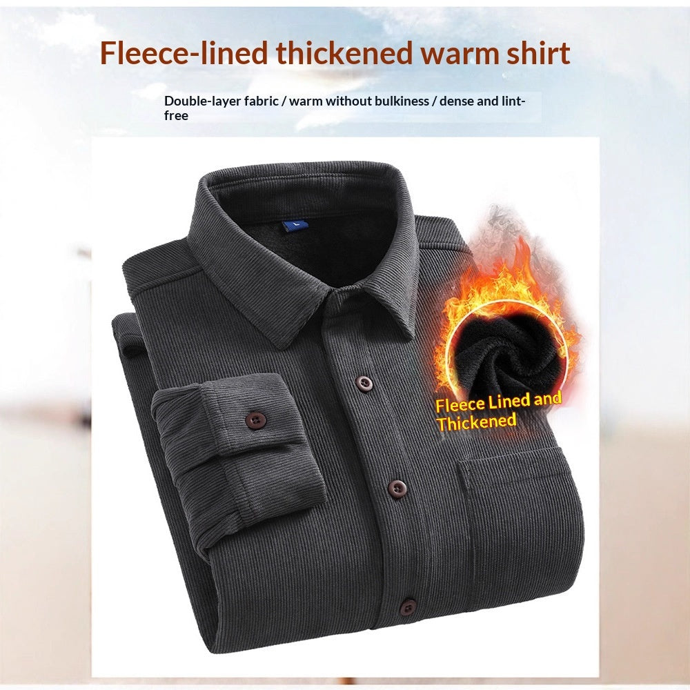 Mens Retro Corduroy Long-Sleeve Shirt