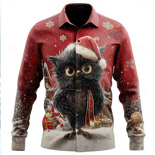 Mens Stylish Casual Long-sleeve Lapel Shirt