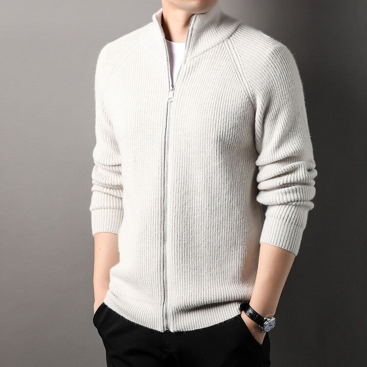 Mens Casual All-match Stand-up Collar Cardigan Sweater
