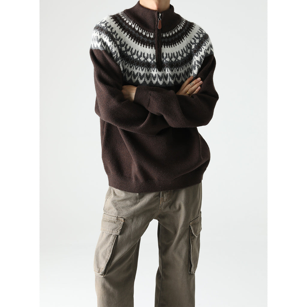 Mens American-style Retro Sweater For Fall And Winter