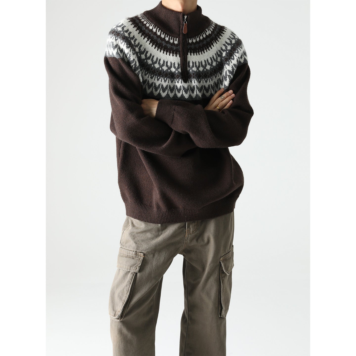 Mens American-style Retro Sweater For Fall And Winter