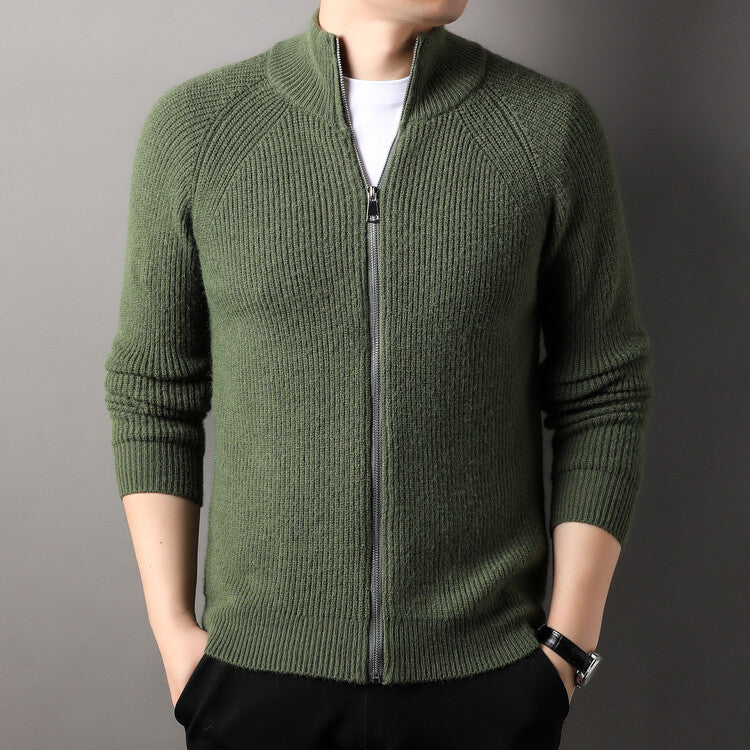 Mens Casual All-match Stand-up Collar Cardigan Sweater