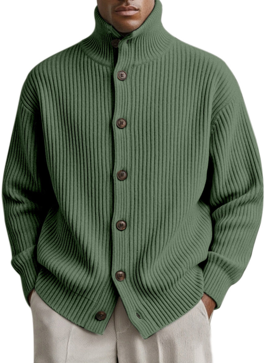 Mens Turtleneck Knitted Cardigan Coat