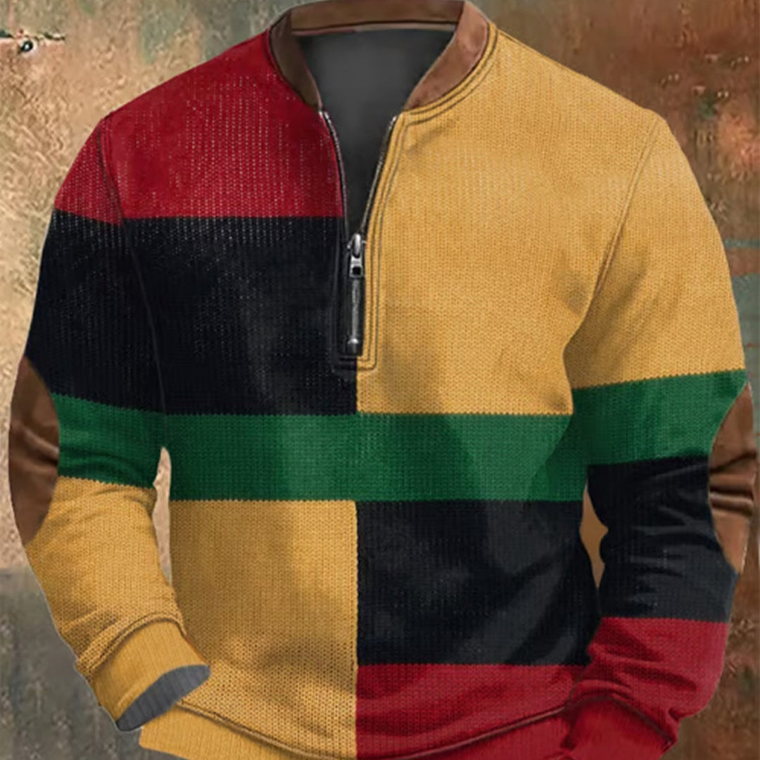 Mens Versatile Casual 3D-Printed Half-Zip Hoodie