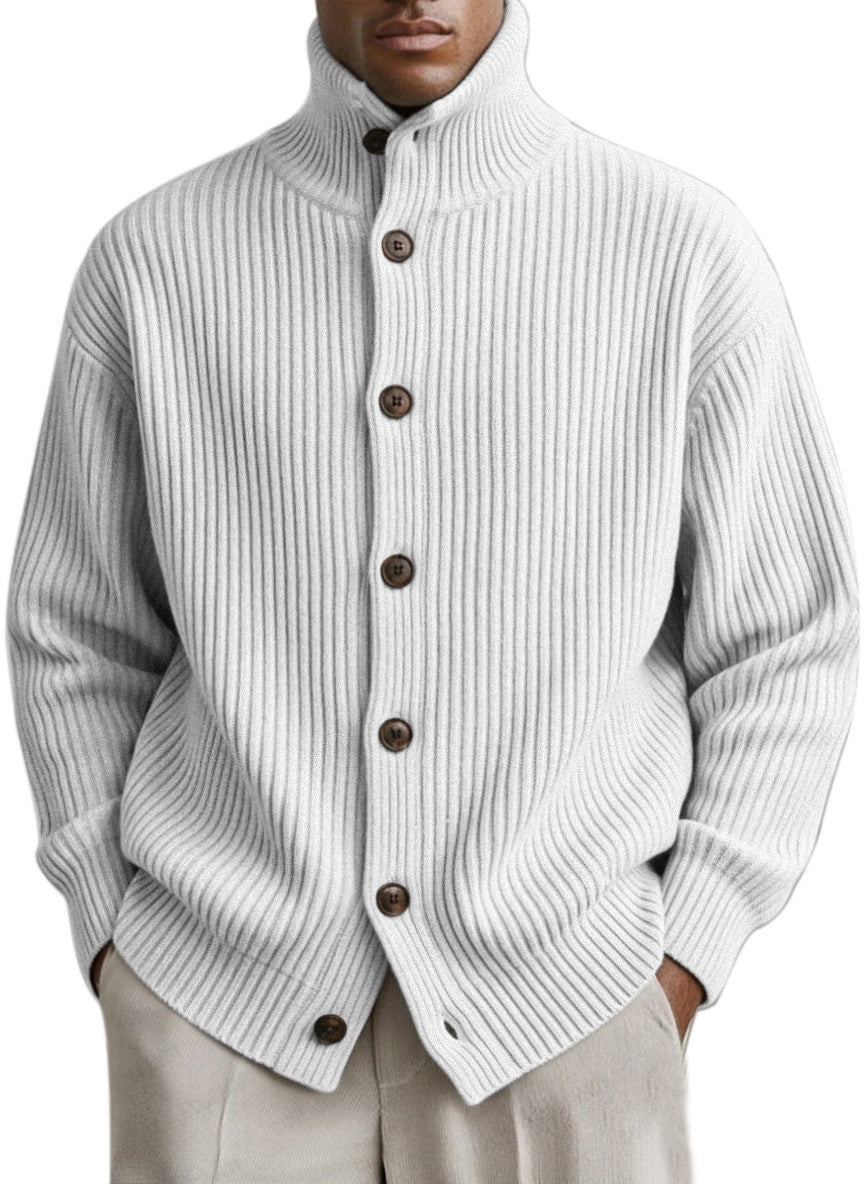 Mens Turtleneck Knitted Cardigan Coat