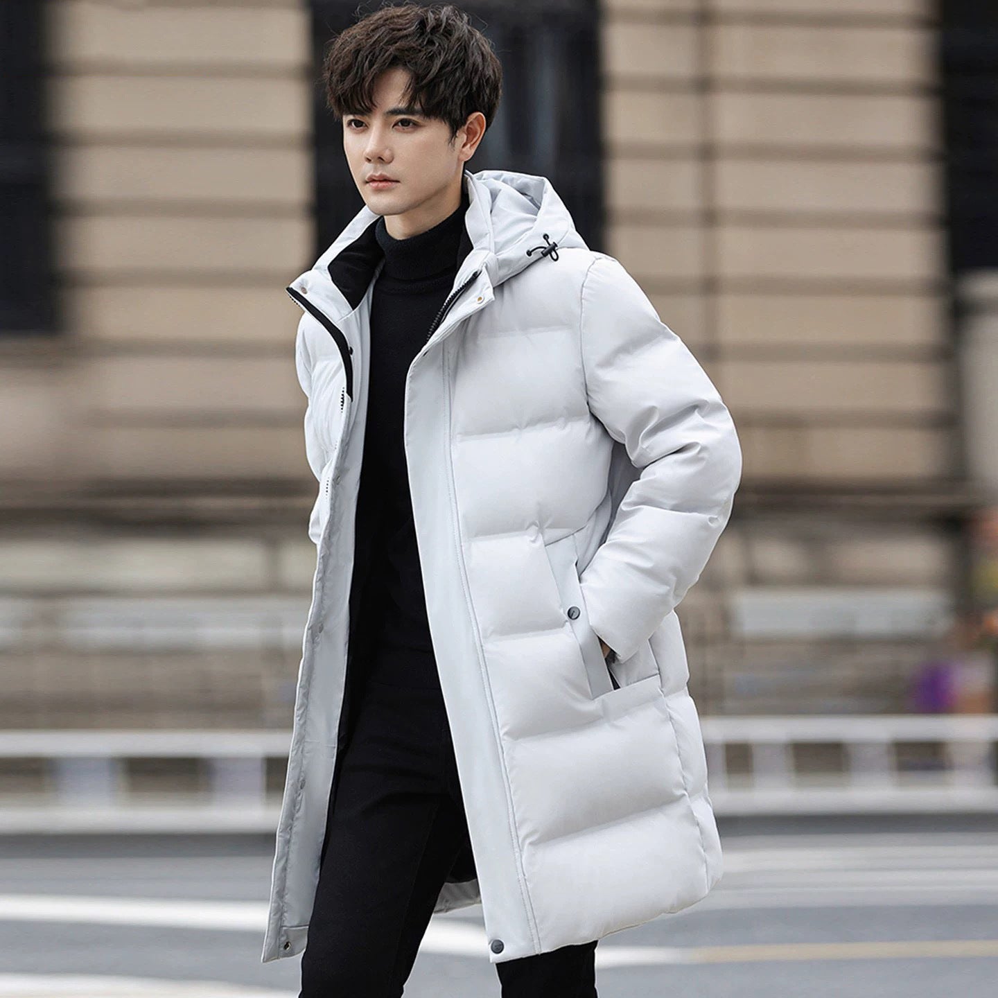 Mid-length Mens Winter Coat For Business And Young Men