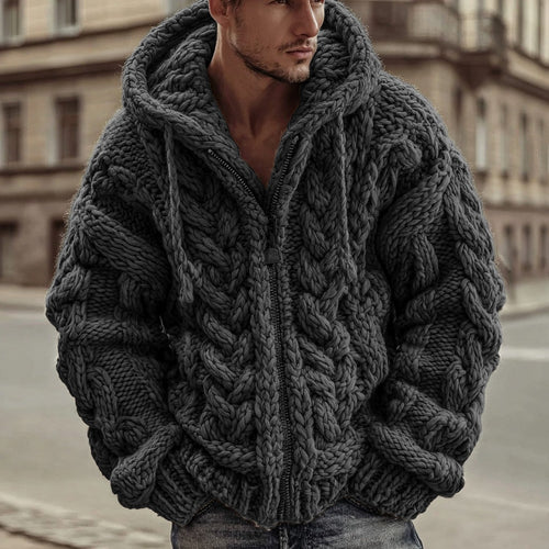 3D Digital Print Cardigan Jacket With Hood And Zipper