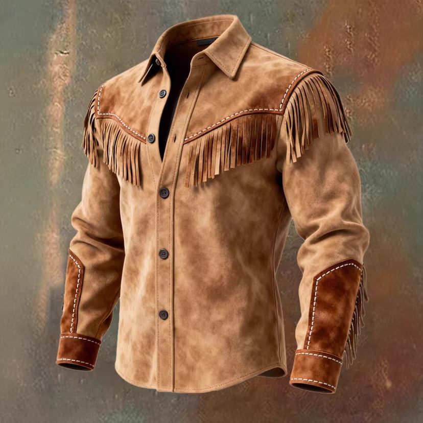 Design-forward Brown Suede Jacket With Tassels