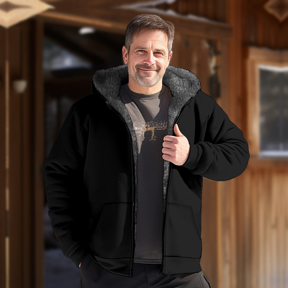 Loose-fitting Hooded Zip-up Trendy Cotton Jacket