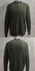 Mens Slim-fit Knitted Zip-up Mock-neck Long-sleeve Sweater