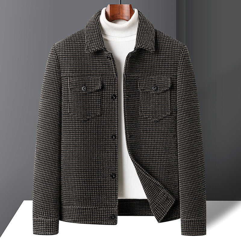 Winter FleeceLined Mens KoreanStyle Trendy Casual Wool Jacket Coat