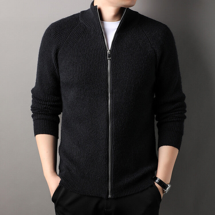 Mens Casual All-match Stand-up Collar Cardigan Sweater