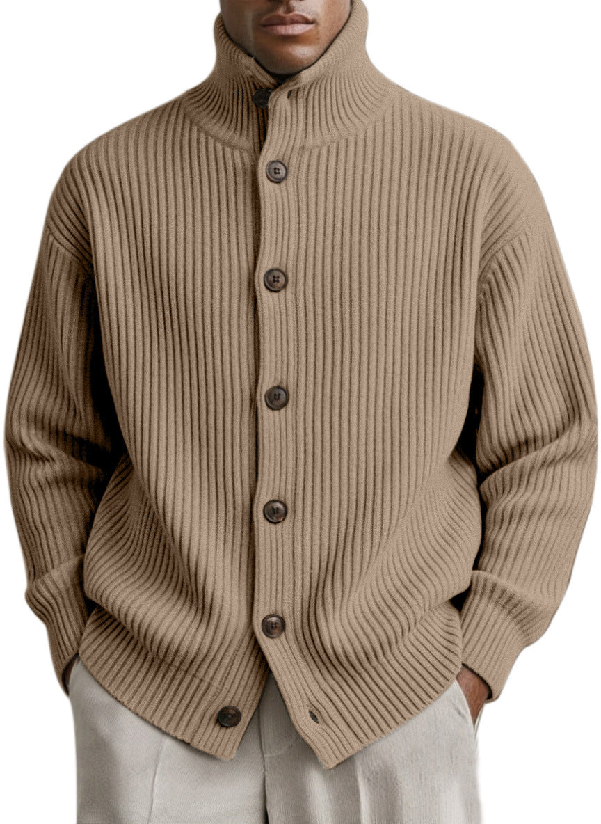 Mens Turtleneck Knitted Cardigan Coat