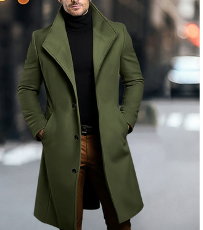 Mens Mid-length Wool Coattrench Coat