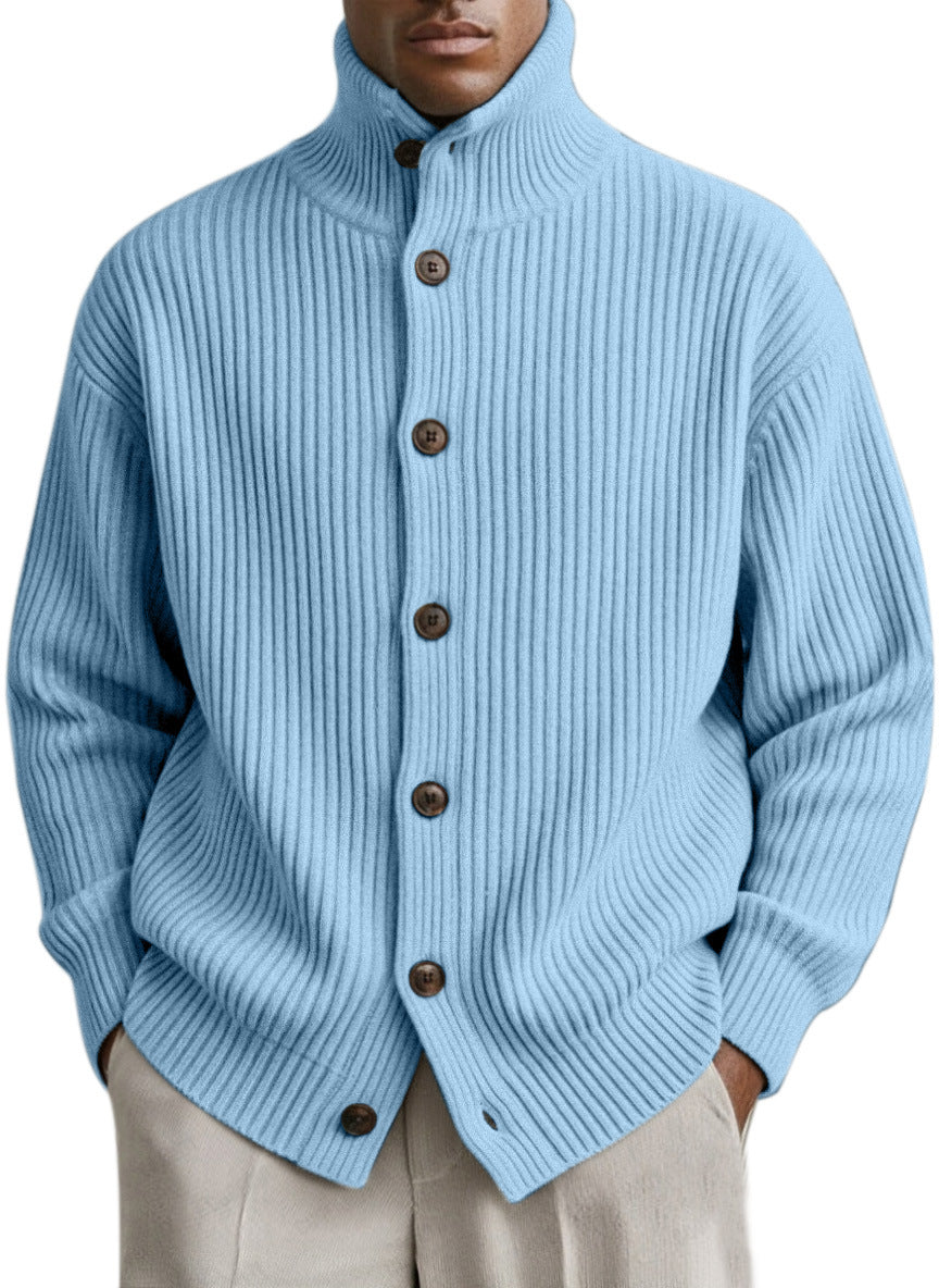 Mens Turtleneck Knitted Cardigan Coat