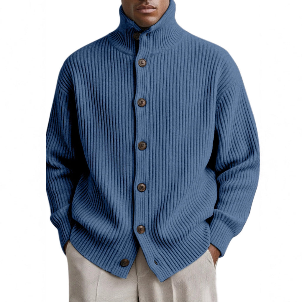Mens Turtleneck Knitted Cardigan Coat