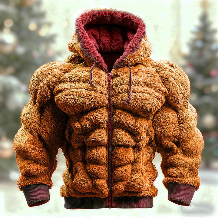 Mens Flannel Christmas-Style Crew-Neck Long-Sleeve Sweatshirt With Print