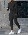 Mens Long-sleeve Zip-up Top And Pants Two-piece Set