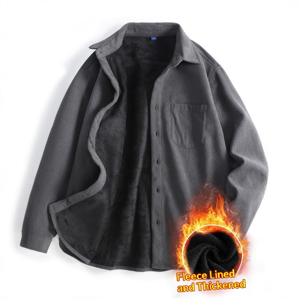 Mens Retro Corduroy Long-Sleeve Shirt