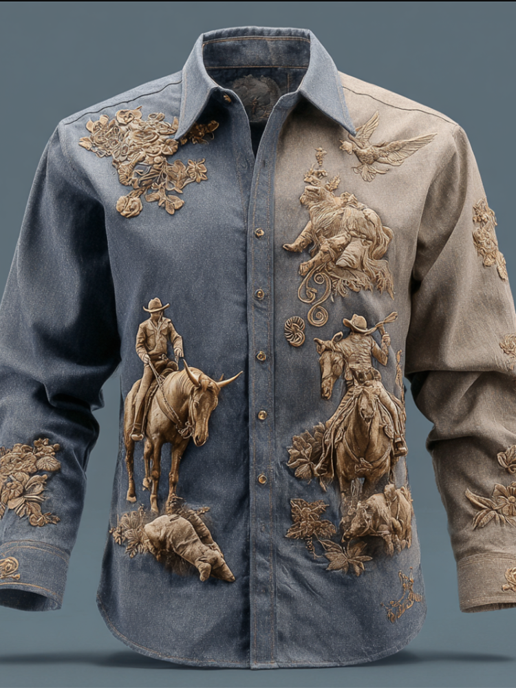 Mens Stylish Casual Long-sleeve Lapel Shirt