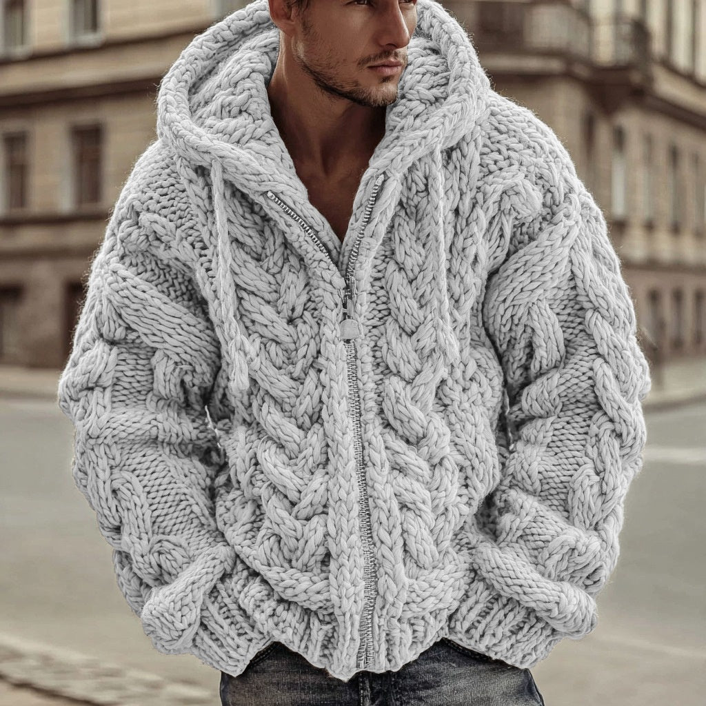 3D Digital Print Cardigan Jacket With Hood And Zipper