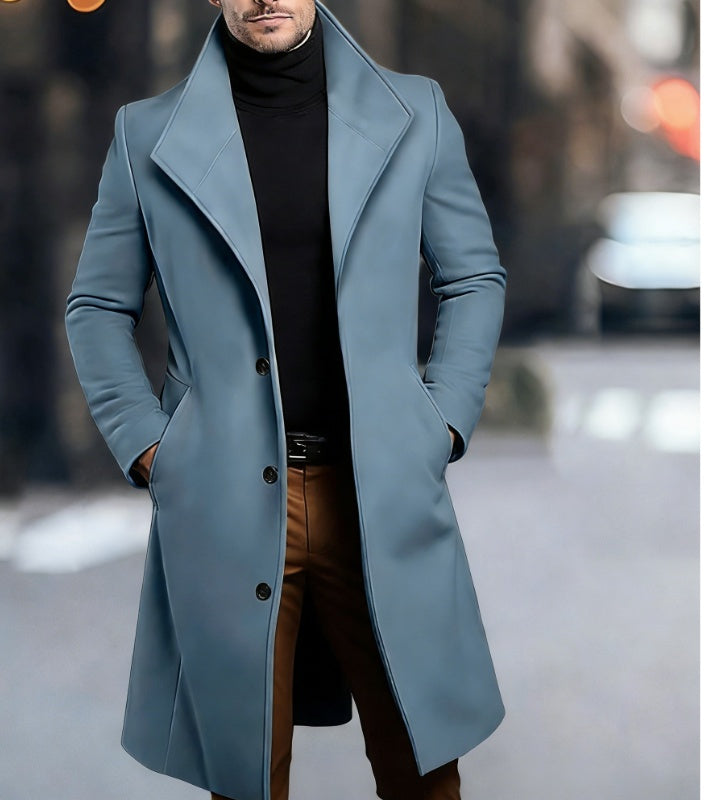 Mens Mid-length Wool Coattrench Coat