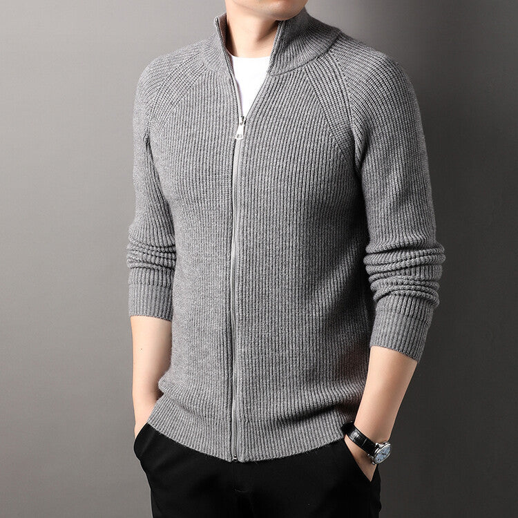 Mens Casual All-match Stand-up Collar Cardigan Sweater