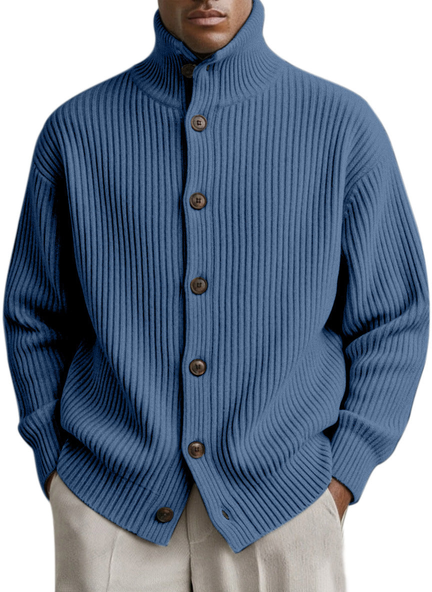 Mens Turtleneck Knitted Cardigan Coat