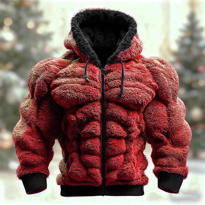 Mens Flannel Christmas-Style Crew-Neck Long-Sleeve Sweatshirt With Print