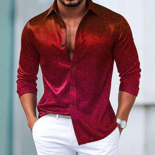 Mens Stylish Casual Long-sleeve Lapel Shirt