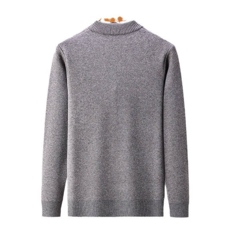 Mens Stand-Up Collar Long-Sleeve Half-Zip Knit Sweater
