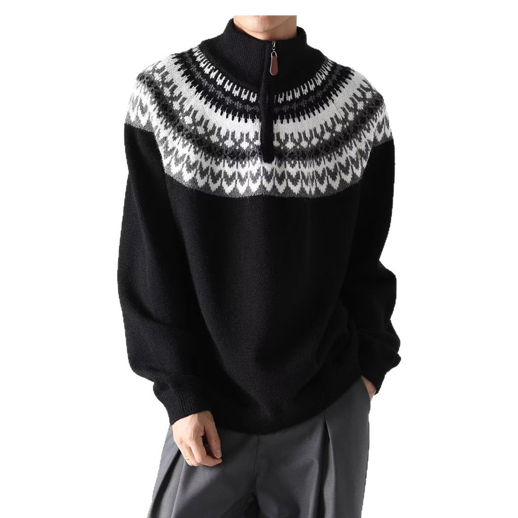 Mens American-style Retro Sweater For Fall And Winter