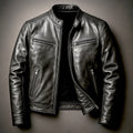 Mens PU Leather Motorcycle Jacket With A Stand-Up Collar