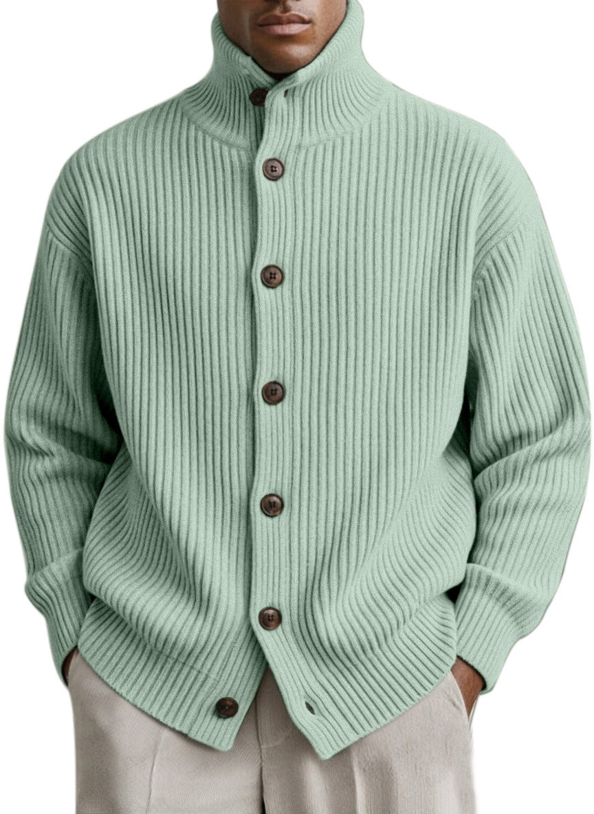 Mens Turtleneck Knitted Cardigan Coat