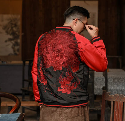 Heavy-duty Embroidered Mens Yokosuka Reversible Jacket