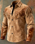 Design-forward Brown Suede Jacket With Tassels