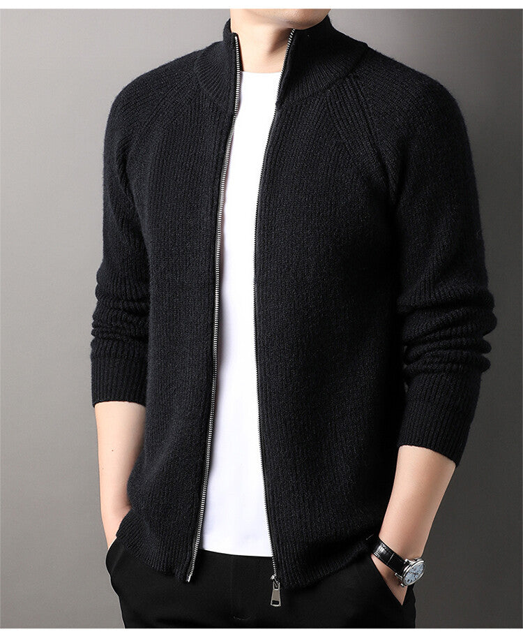 Mens Casual All-match Stand-up Collar Cardigan Sweater