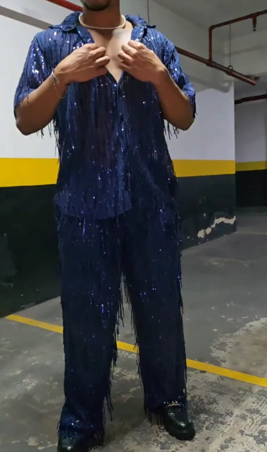 Men's Fashion Sequin Tassel 2-Piece Set