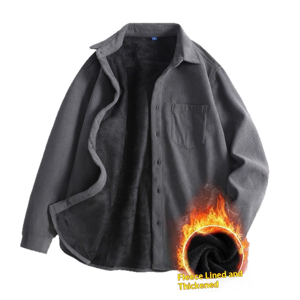 Mens Retro Corduroy Long-Sleeve Shirt