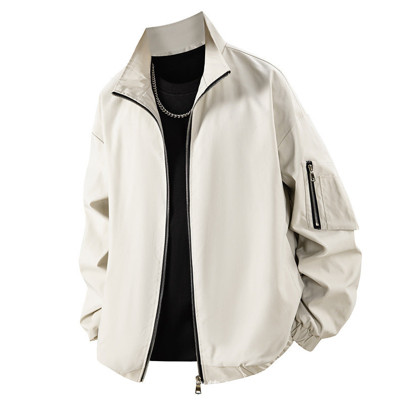 Mens Loose-fitting American Workwear Jacket For Spring And Fall