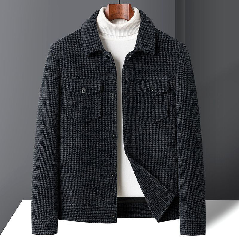 Winter FleeceLined Mens KoreanStyle Trendy Casual Wool Jacket Coat