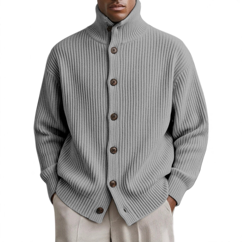 Mens Turtleneck Knitted Cardigan Coat