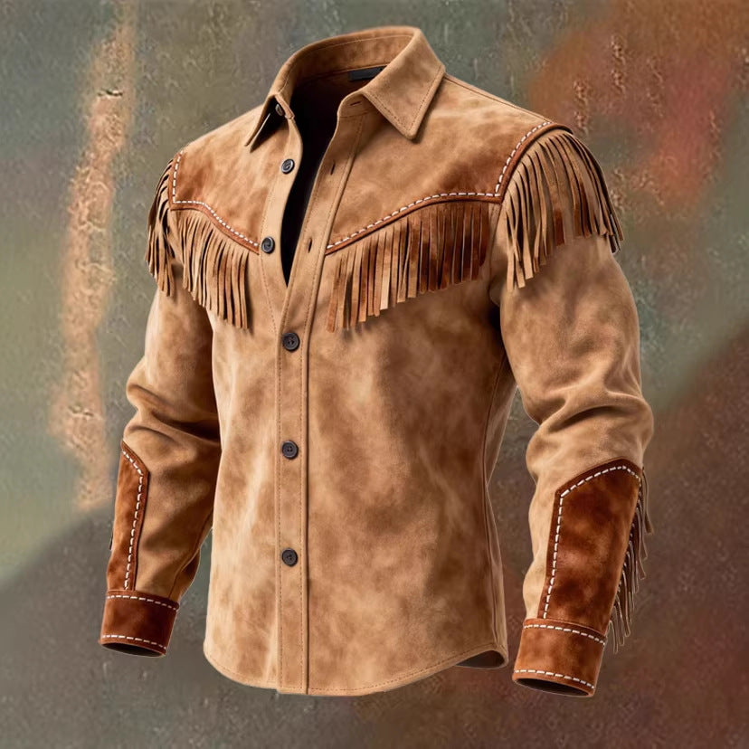 Design-forward Brown Suede Jacket With Tassels