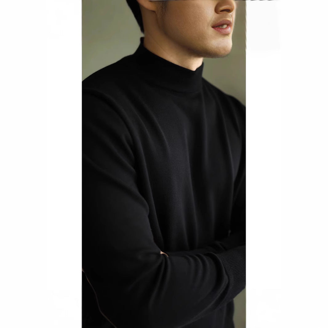 Mens Slim-fit Mock-neck Modal Base Sweater