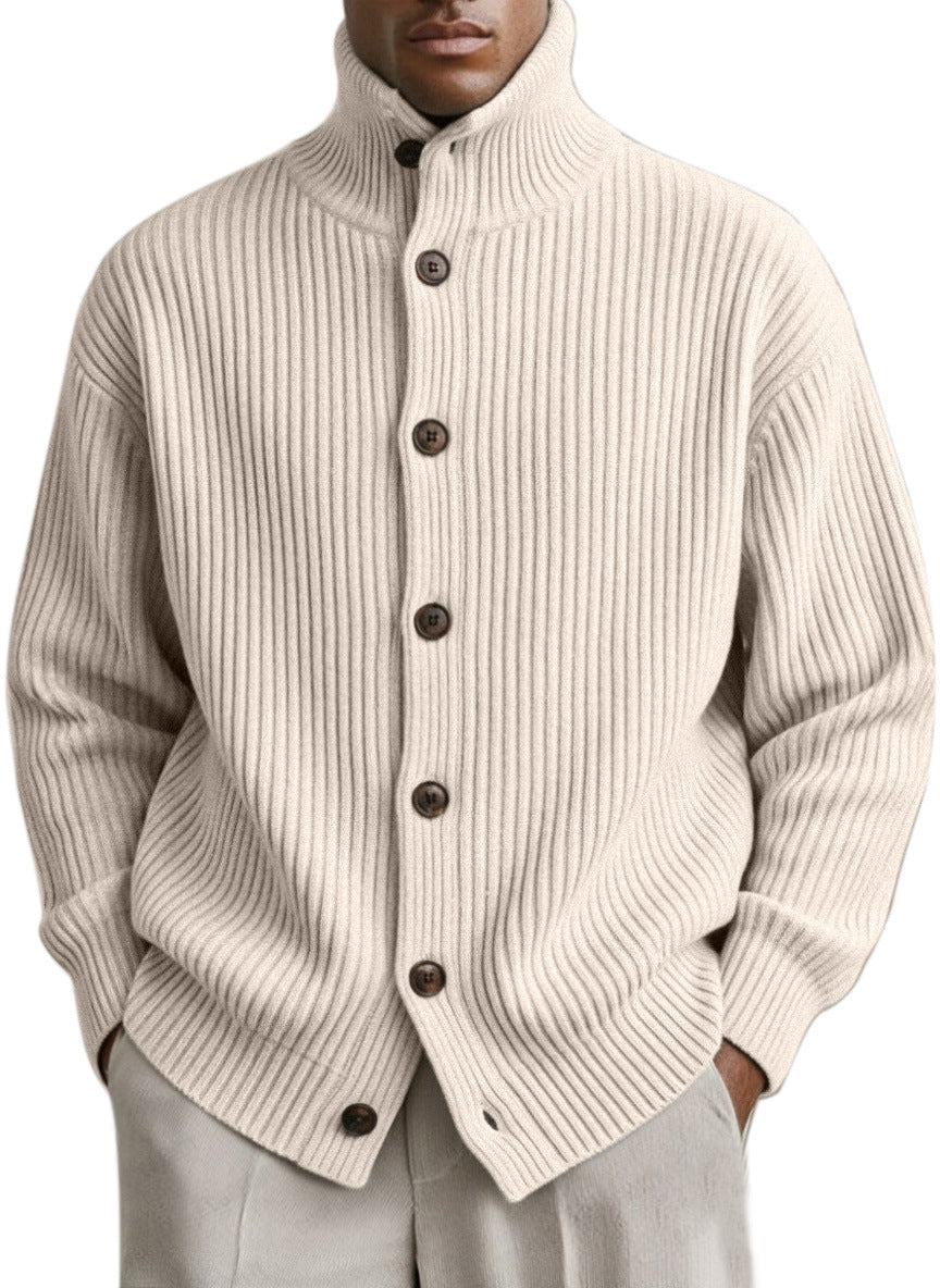Mens Turtleneck Knitted Cardigan Coat