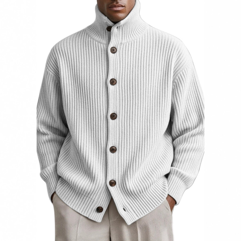 Mens Turtleneck Knitted Cardigan Coat